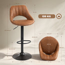 HOMCOM Barstools Set Of 2, Dining Stools With Backrest And Footrest, Brown