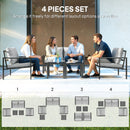 Outsunny 5 Piece Metal Garden Furniture Sofa Set with Cushions, Light Grey