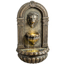 Outsunny Wall-Mounted Water Fountain, Garden Water Feature with LED Lights