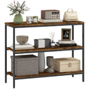 HOMCOM Industrial Console Table With 3-Tier Storage Shelves Rustic Brown