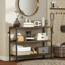 HOMCOM Industrial Console Table With 3-Tier Storage Shelves Rustic Brown
