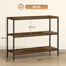 HOMCOM Industrial Console Table With 3-Tier Storage Shelves Rustic Brown