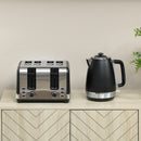 HOMCOM 1.7L 3000W Quick Boil Kettle and 4 Slice Toaster Set Crumb Tray Black