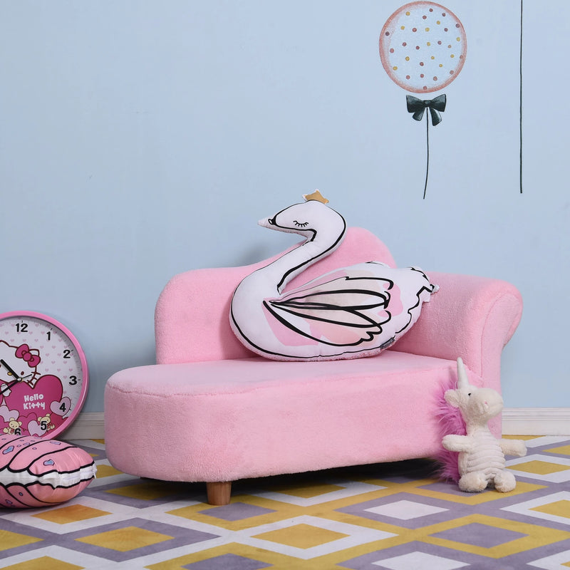 HOMCOM Kids Velvet-Like Chaise Lounge – Pink