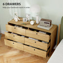 HOMCOM Chest of Drawers for Bedroom, Modern 6 Drawer Dresser, Oak