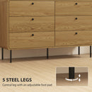HOMCOM Chest of Drawers for Bedroom, Modern 6 Drawer Dresser, Oak