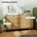 HOMCOM Chest of Drawers for Bedroom, Modern 6 Drawer Dresser, Oak