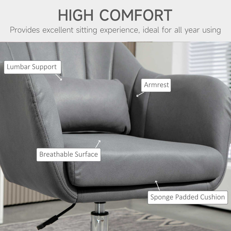 HOMCOM Stylish Retro Swivel Tub Chair Steel Frame Cushion Seat Dark Grey