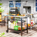 Outsunny Outdoor BBQ Table with 2-Tier Shelf, Outdoor Kitchen