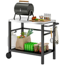 Outsunny Outdoor BBQ Table with 2-Tier Shelf, Outdoor Kitchen