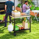 Outsunny Outdoor BBQ Table with 2-Tier Shelf, Outdoor Kitchen