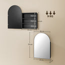 HOMCOM Bathroom Mirror Cabinet with Mirror Arched Wall Cabinet Black