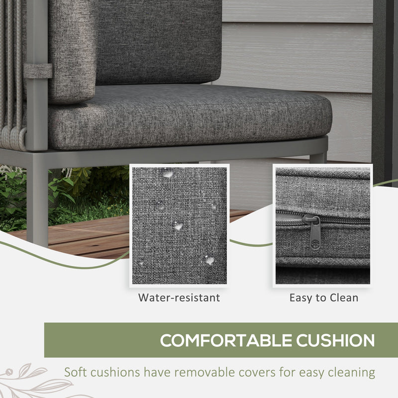 Outsunny 4 Seater Rattan Dining Set with Cushions Cube Garden Furniture Set