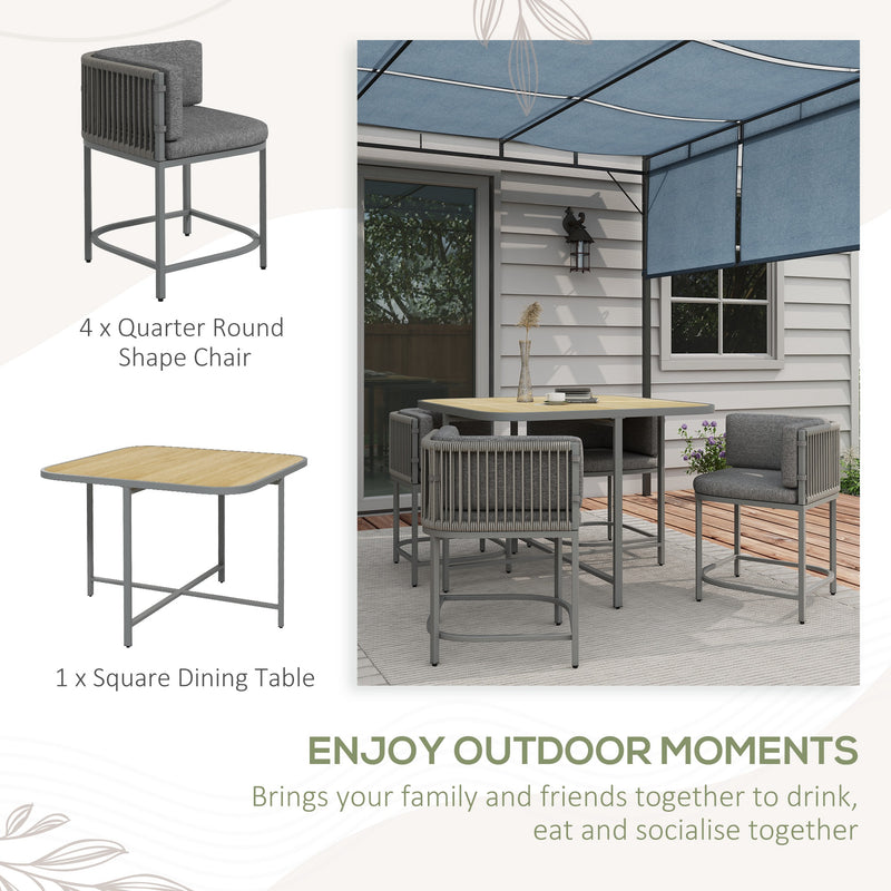 Outsunny 4 Seater Rattan Dining Set with Cushions Cube Garden Furniture Set