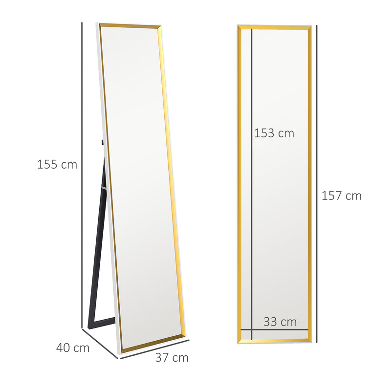 HOMCOM Full Length Mirror Wall Mount Leaning Standing Mirror, White