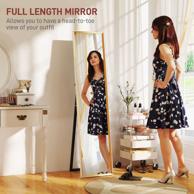 HOMCOM Full Length Mirror Wall Mount Leaning Standing Mirror, White