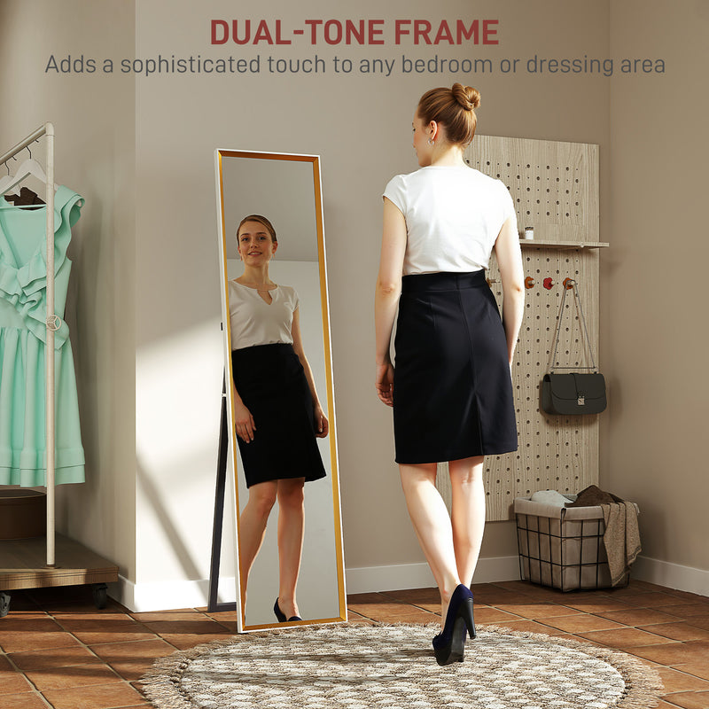 HOMCOM Full Length Mirror Wall Mount Leaning Standing Mirror, White