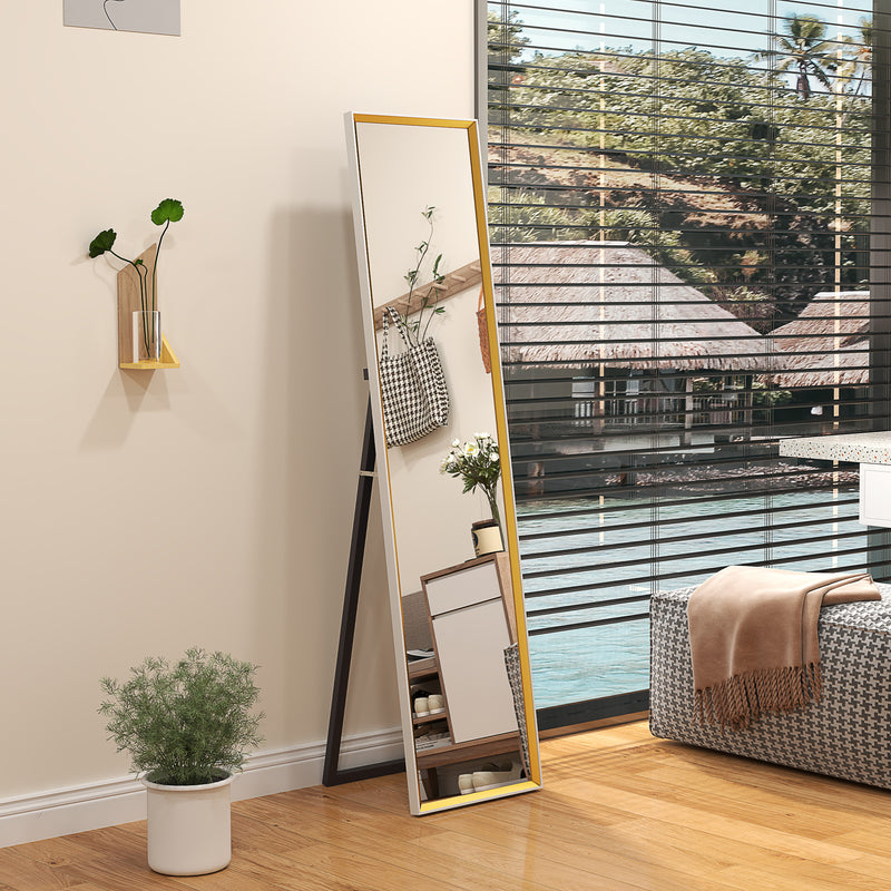 HOMCOM Full Length Mirror Wall Mount Leaning Standing Mirror, White