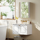 HOMCOM Wall Mounted Bathroom Mirror Storage Cabinet w/ Door Adjustable Shelf
