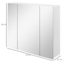 kleankin Bathroom Mirror Cabinet Wall Mount Storage organiser w/ Door, White