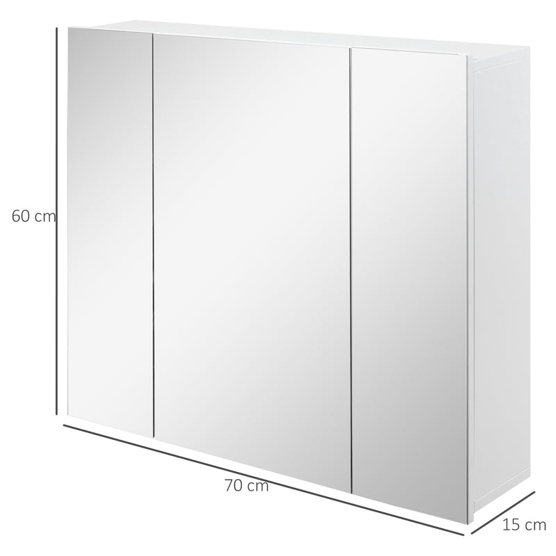 kleankin Bathroom Mirror Cabinet Wall Mount Storage organiser w/ Door, White