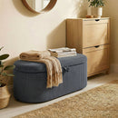 HOMCOM Storage Ottoman, Corduroy Ottoman Storage Box With Padded Seat