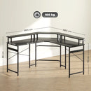 HOMCOM L Shaped Desk Corner Computer Desk with Monitor Stand, Black