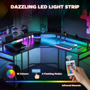 HOMCOM L Shaped Desk Corner Computer Desk with Monitor Stand, Black