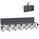 Outsunny 6 Seater Folding Bench Camping Chair with Cup Holder, Charcoal Grey