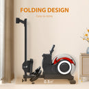 SPORTNOW Foldable Water Rowing Machine with Wheels and LCD Monitor, Black