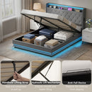 HOMCOM Lift up Storage Bed Frame with RGB LED Lights Dark Grey