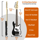 3rd Avenue 3/4 Bass Guitar Starter Pack - Black