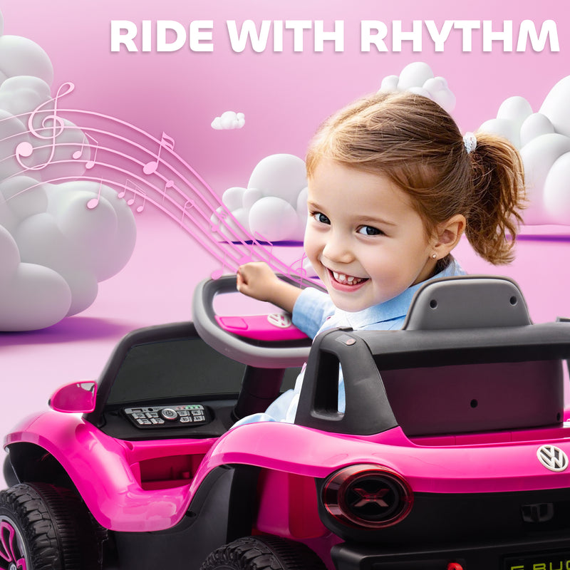 AIYAPLAY Volkswagen Licensed Kids Electric Car w/ Remote, Suspension, Pink