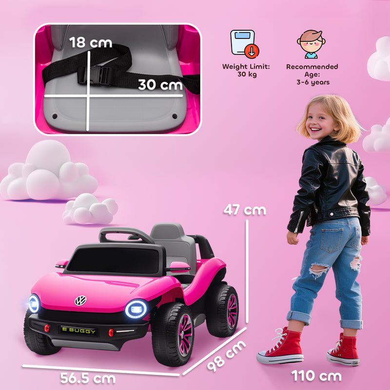 AIYAPLAY Volkswagen Licensed Kids Electric Car w/ Remote, Suspension, Pink