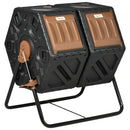 Outsunny 130L Compost Bin Dual Chamber Rotating Composter w/ Ventilation Holes