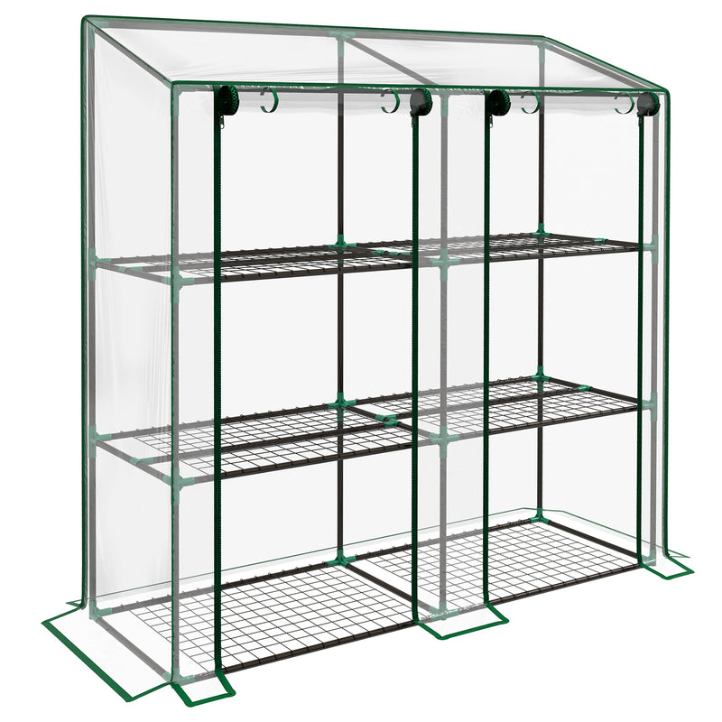 Outsunny Mini Green House with 3 Tier Shelves, 151H x 143W x 46Dcm, Clear