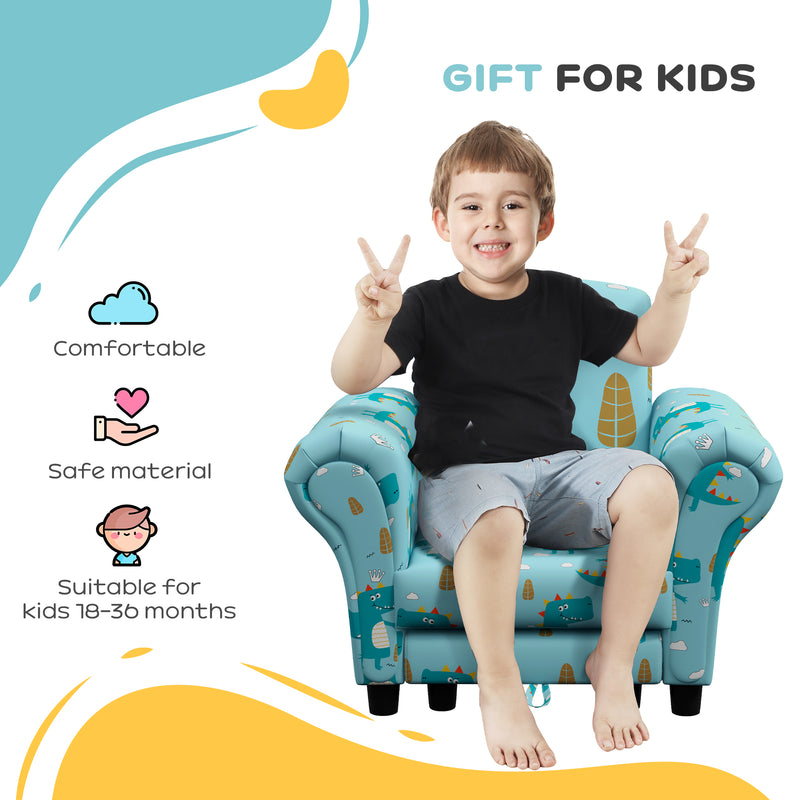 AIYAPLAY Kids Sofa Set Toddler Armchair with Footrest, Children Chair, Blue