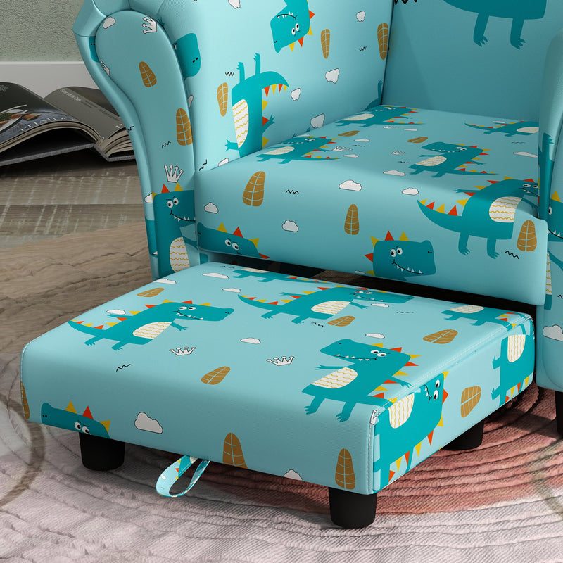 AIYAPLAY Kids Sofa Set Toddler Armchair with Footrest, Children Chair, Blue
