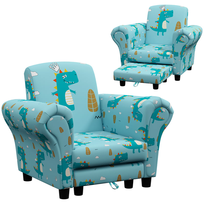 AIYAPLAY Kids Sofa Set Toddler Armchair with Footrest, Children Chair, Blue