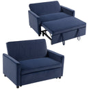 HOMCOM 2 Seater Sofa Bed, 3-in-1 Velvet Pull Out Sleeper Sofa, Dark Blue