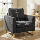 HOMCOM Accent Chair with Metal Legs and Spring Dark Grey