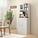 HOMCOM 169cm Tall Kitchen Pantry Storage Cabinet with Microwave Shelf