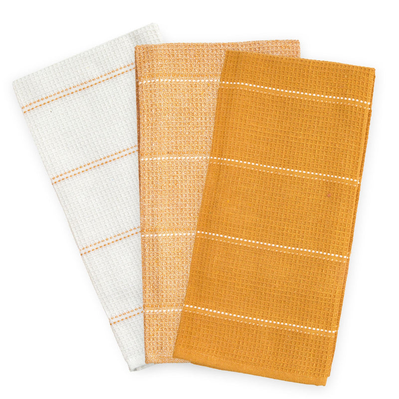 Utopia 3 Pack Kitchen Tea Towel Set in Ochre