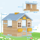 Outsunny Wooden Kids Playhouse W/ Door, Windows, Bench, For 3-7 Years Blue