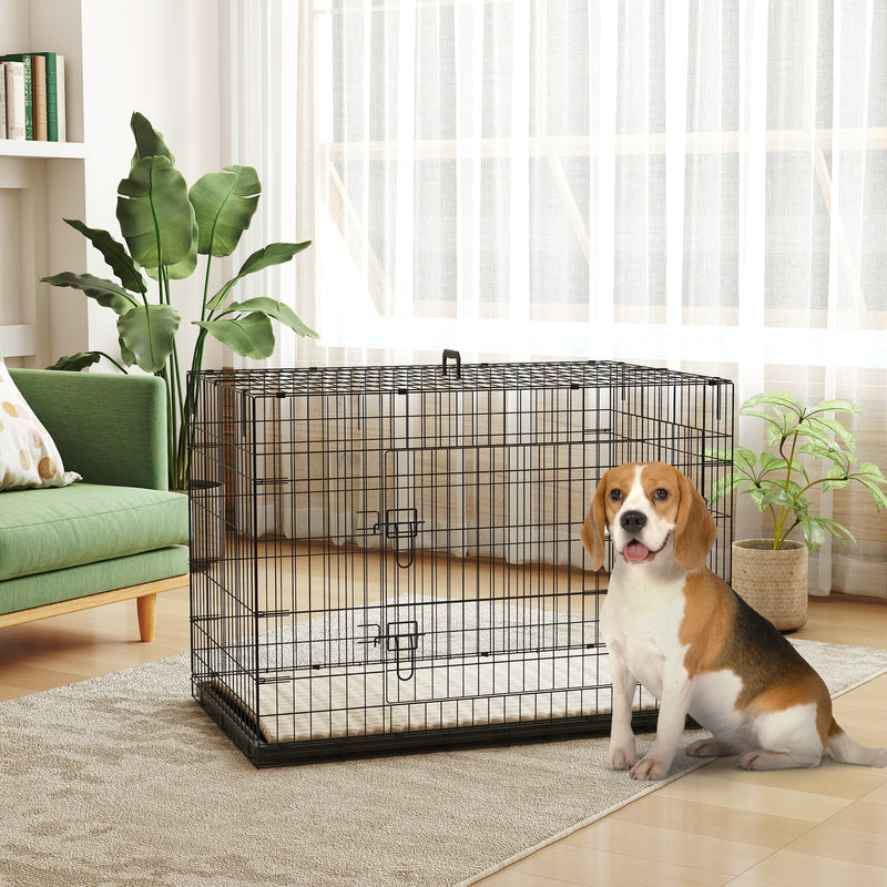 PawHut Dog Crate with 2 Doors, Tray, Soft Cushion