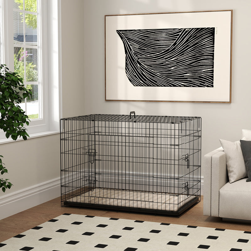 PawHut Dog Crate with 2 Doors, Tray, Soft Cushion