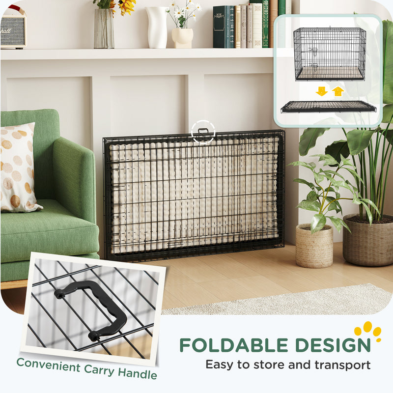 PawHut Dog Crate with 2 Doors, Tray, Soft Cushion