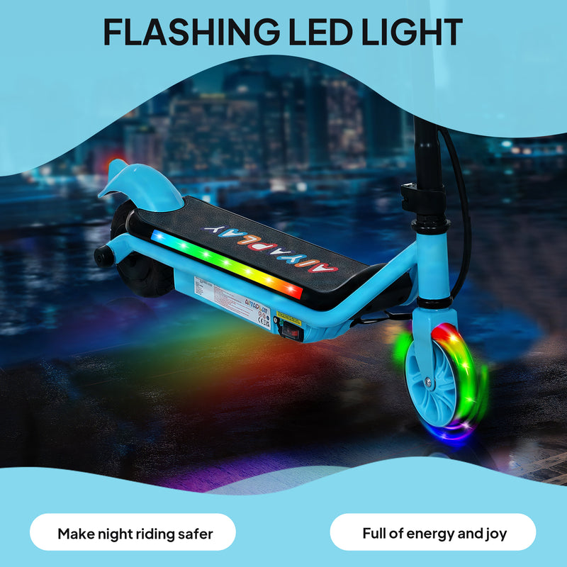 AIYAPLAY Electric Scooter for 6-14 with Dual Brakes & Colourful Light