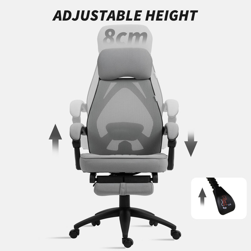 Vinsetto Mesh Swivel Task Chair for Home Office with Footrest Dark Grey