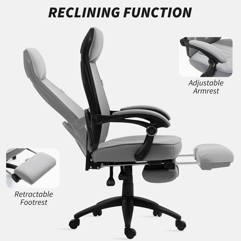 Vinsetto Mesh Swivel Task Chair for Home Office with Footrest Dark Grey